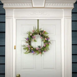 Cheap National Tree Company Artificial Spring Wreath, Woven Branch Base, Decorated With Pink Pastel Eggs, Purple Flowers, Ferns, Leafy Greens, Easter Collection, 22 Inches