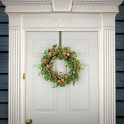 Best Sale National Tree Company Artificial Spring Wreath, Woven Branch Base, Decorated With Pink Pastel Eggs, Pink Flowers, Leafy Greens, Easter Collection, 22 Inches