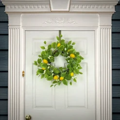 Clearance National Tree Company Artificial Spring Wreath, Woven Branch Base, Decorated With Lemons, Flower Blooms, Leafy Greens, Spring Collection, 22 Inches