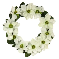 Flash Sale National Tree Company Artificial Spring Wreath, Vine Stem Base, Decorated With White Magnolia Flowers, Dark Green Leaves, Spring Collection, 24 Inches