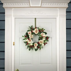 Sale National Tree Company Artificial Spring Wreath, Woven Branch Base, Decorated With Peony Flowers, Raspberries, Leafy Greens, Spring Collection, 22 Inches