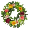 Sale National Tree Company Artificial Spring Wreath, Woven Branch Base, Decorated With Rose And Peony Blooms, Apples, Leafy Greens, Spring Collection, 22 Inches