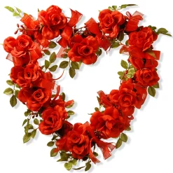 Cheap National Tree Company Artificial Valentine'S Floral Heart Wreath, Red, Decorated With Roses, Flower Blooms, Berry Clusters, Valentine'S Day Collection, 16 Inches