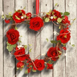 Cheap National Tree Company Artificial Valentine'S Floral Heart Wreath, Red, Decorated With Roses, Vines, Berry Clusters, Valentine'S Day Collection, 20 Inches