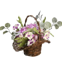 Cheap National Tree Company Artificial Wicker Spring Basket, White, Filled With Eggs, Leaves, Flower Blooms, Easter Collection, 16 Inches