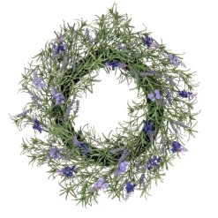 Shop National Tree Company Artificial Wreath Decoration, Purple, Woven Branch Base, Decorated With Lavender, Rosemary, Flowing Green Stems, Spring Collection, 19 Inches
