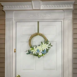 Sale National Tree Company Artificial Wreath Decoration, Blue, Woven Hoop Ring Base, Decorated With Dahlia, Peony And Hydrangea Blooms, Seed Pods, Flowing Green Stems, Spring Collection, 20 Inches