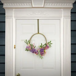 Clearance National Tree Company Artificial Wreath Decoration, Purple, Woven Hoop Ring Base, Decorated With Lavender, Mini Blossoms, Flowing Green Stems, Spring Collection, 16 Inches