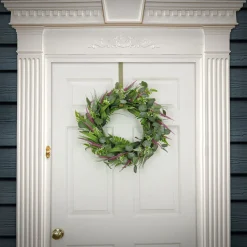 Shop National Tree Company Artificial Wreath Decoration, Green, Woven Branch Base, Decorated With Eucalyptus Leaves, Lavender, Flowing Green Stems, Spring Collection, 22 Inches