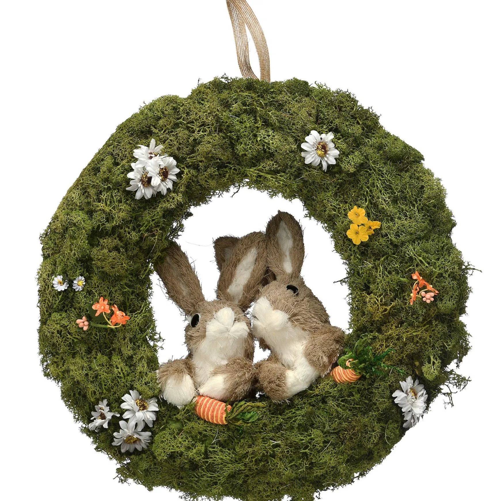 Shop National Tree Company Artificial Wreath, Decorated With Flower Blooms, Rabbits, Easter Collection, 15 Inches