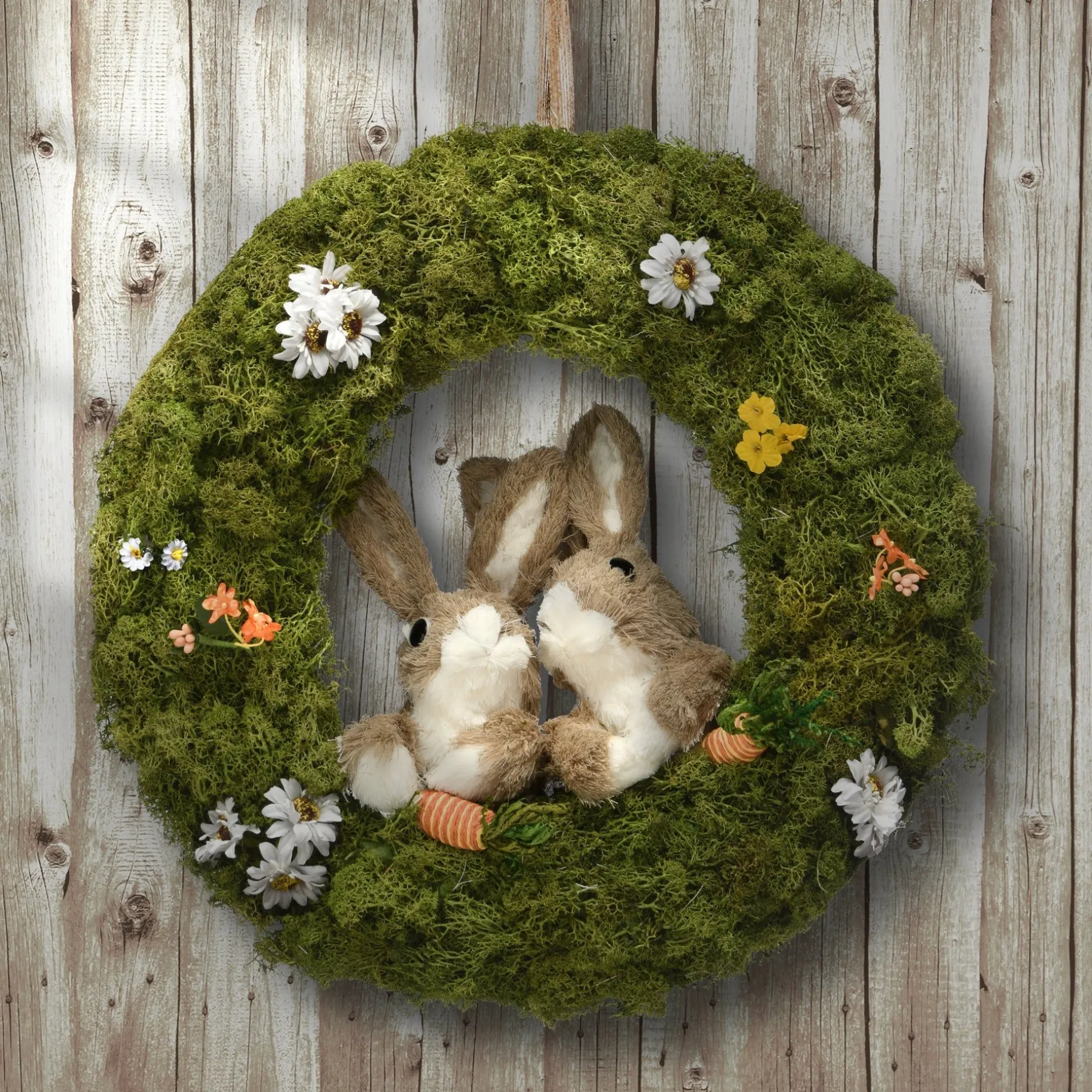 Shop National Tree Company Artificial Wreath, Decorated With Flower Blooms, Rabbits, Easter Collection, 15 Inches