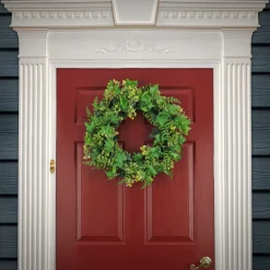 Hot National Tree Company Artificial Wreath Decoration, Green, Woven Branch Base, Decorated With Ivy And Fern Leaves, Seed Pods, Flowing Green Stems, Spring Collection, 24 Inches