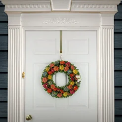 Outlet National Tree Company Artificial Wreath Decoration, Multi, Lightweight Foam Base, Decorated With Colorful Assorted Wood Cut Flowers, Flowing Green Leaves, Spring Collection, 20 Inches