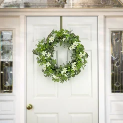 Shop National Tree Company Artificial Wreath Decoration, Green, Woven Branch Base, Decorated With Mixed Flower Blooms, Flowing Green Stems, Spring Collection, 24 Inches
