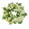 Clearance National Tree Company Artificial Wreath Decoration, Cream, Woven Branch Base, Decorated With Tulip And Buttercup Blooms, Seed Pods, Flowing Green Stems, Spring Collection, 22 Inches