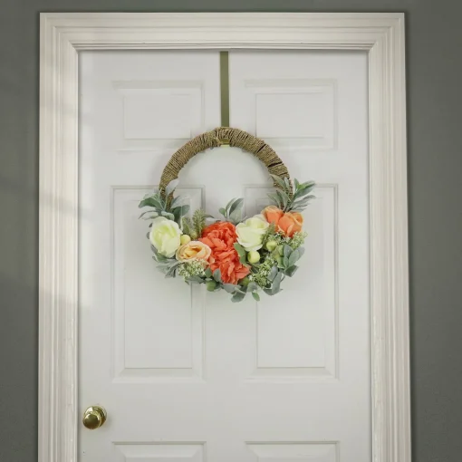 Hot National Tree Company Artificial Wreath Decoration, Pink, Woven Hoop Ring Base, Decorated With Peony, Rose And Lamb'S Ear Flower Blooms, Seed Pods, Flowing Green Stems, Spring Collection, 20 Inches