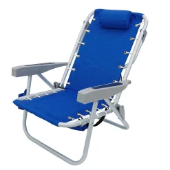Outlet National Tree Company Blue Horizontal Stripe Beach Chair With Pillow And Side Pouch