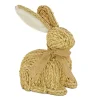 Best National Tree Company Braided Bunny Table Decoration, Made From Woven Cornhusk, Decorated With Woven Ribbon, Easter Collection, 9 Inches