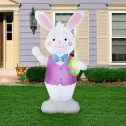 Flash Sale National Tree Company Bunny With Egg Inflatable Decoration, White, Easter Collection, 7 Feet