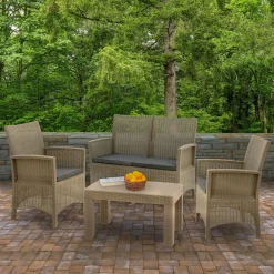 Cheap National Tree Company Cardiff Collection 4-Piece All-Weather Wicker Finish Conversation Set
