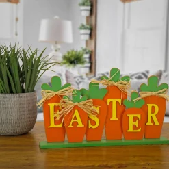 Discount National Tree Company Easter Carrot Sign Table Decoration, Wooden Construction, Easter Collection, 14 Inches