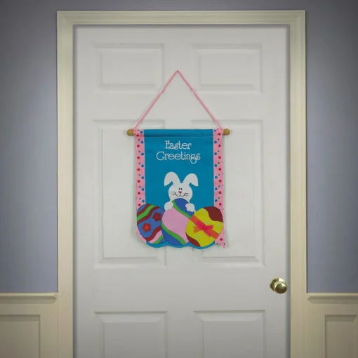 Flash Sale National Tree Company Easter Greetings Hanging Banner Decoration, Blue, Easter Collection, 18 Inches