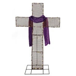 Clearance National Tree Company Easter Pre-Lit Cross Decoration, Beige, Easter Collection, 5 Feet
