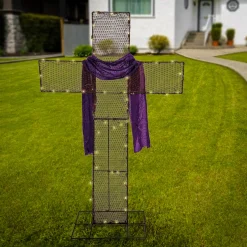 Clearance National Tree Company Easter Pre-Lit Cross Decoration, Beige, Easter Collection, 5 Feet