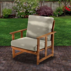 Store National Tree Company Eucalyptus Grandis Wood Cushioned Club Chair, Chocolate