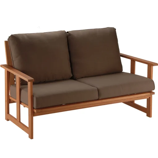 Shop National Tree Company Eucalyptus Grandis Wood Cushioned Love Seat, Chocolate