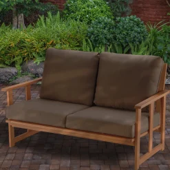 Shop National Tree Company Eucalyptus Grandis Wood Cushioned Love Seat, Chocolate