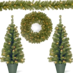 Sale National Tree Company Evergreen Assortment With Battery Operated Led Lights