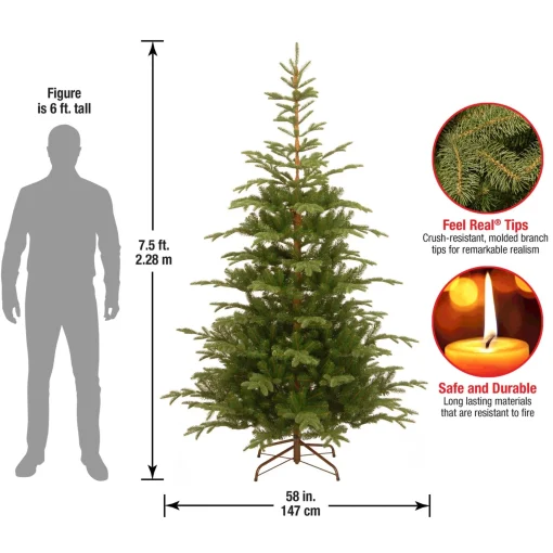 Outlet National Tree Company Feel Real' Artificial Christmas Tree, Norwegian Spruce, Green, Includes Stand, 7.5 Feet