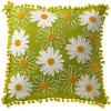 Flash Sale National Tree Company Festive Decorative Pillow, Green, Daisy Flower Bloom Embroidery, Spring Collection, 16 Inches