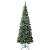 Store National Tree Company First Frosted Traditions Slim Christmas Tree With Hinged Branches, Pinecones And Red Berries, 7.5 Ft