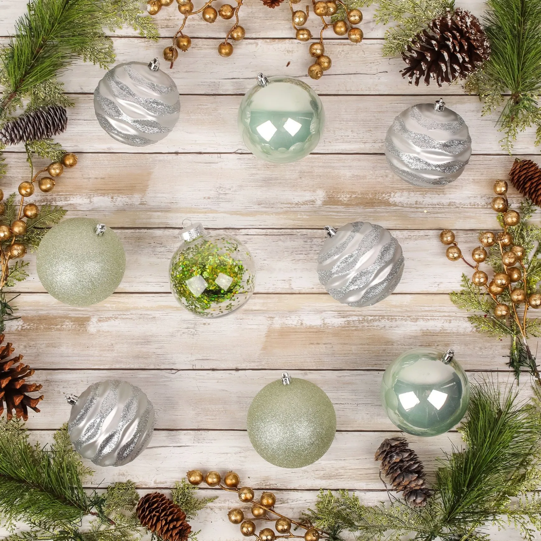Online National Tree Company First Traditions - 13" Mint Xmas Ball Decor Set