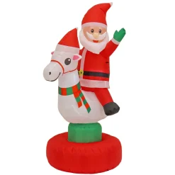 Fashion National Tree Company First Traditions - 6' Red Inflatable Blow Up Santa On Horse