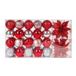 Clearance National Tree Company First Traditions - 10" Red Xmas Ball Set, Shatterproof