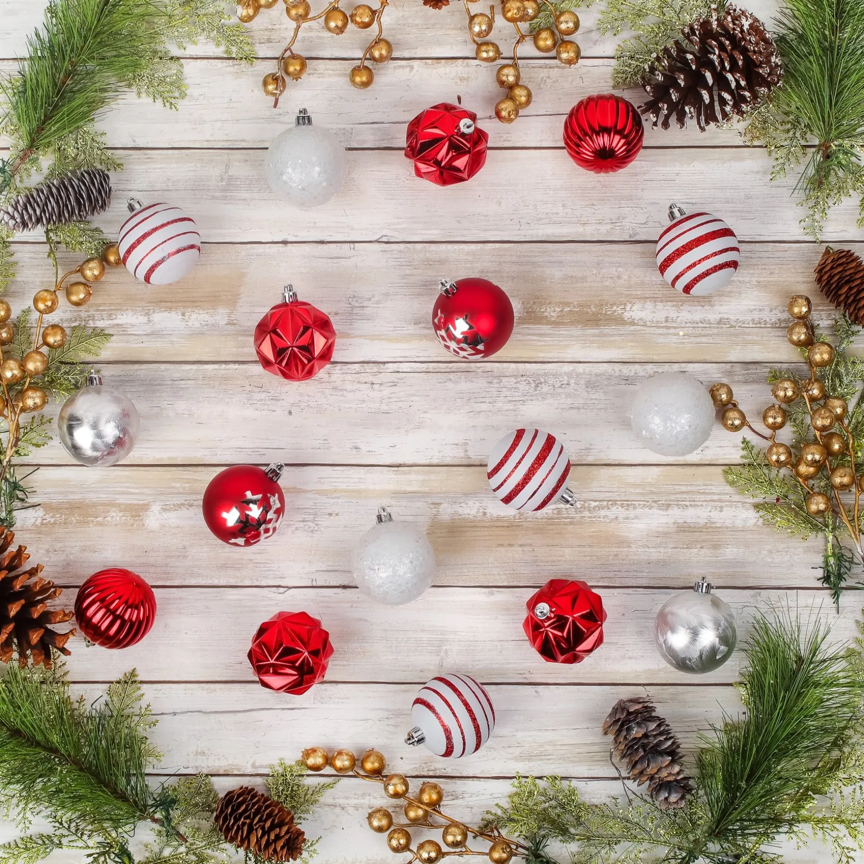 Best National Tree Company First Traditions - 19" Red Xmas Ball Decor Set