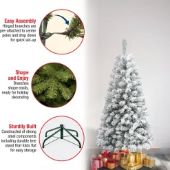 Flash Sale National Tree Company First Traditions 4.5 Ft. Acacia Flocked Tree