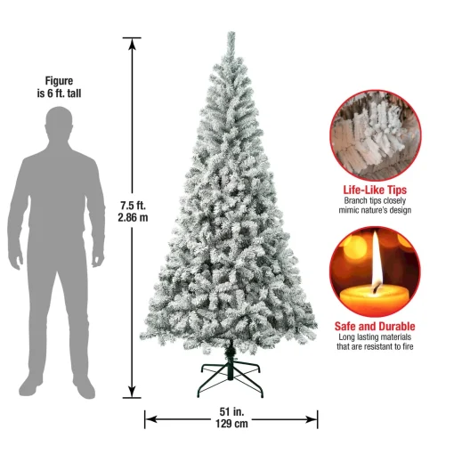 Hot National Tree Company First Traditions 7.5 Ft. Acacia Flocked Tree