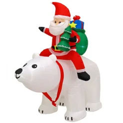 Hot National Tree Company First Traditions 6 Ft. Inflatable Santa Riding Polar Bear