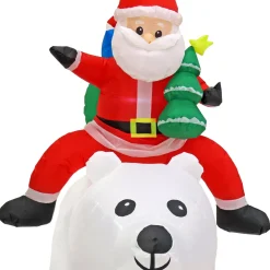 Hot National Tree Company First Traditions 6 Ft. Inflatable Santa Riding Polar Bear