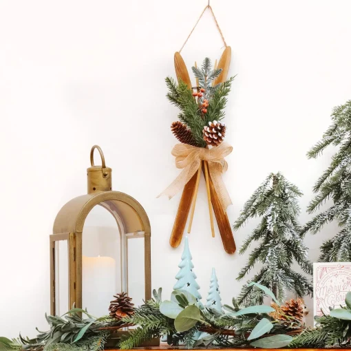 Outlet National Tree Company First Traditions 17" Holiday Skis Floral Wall Decor