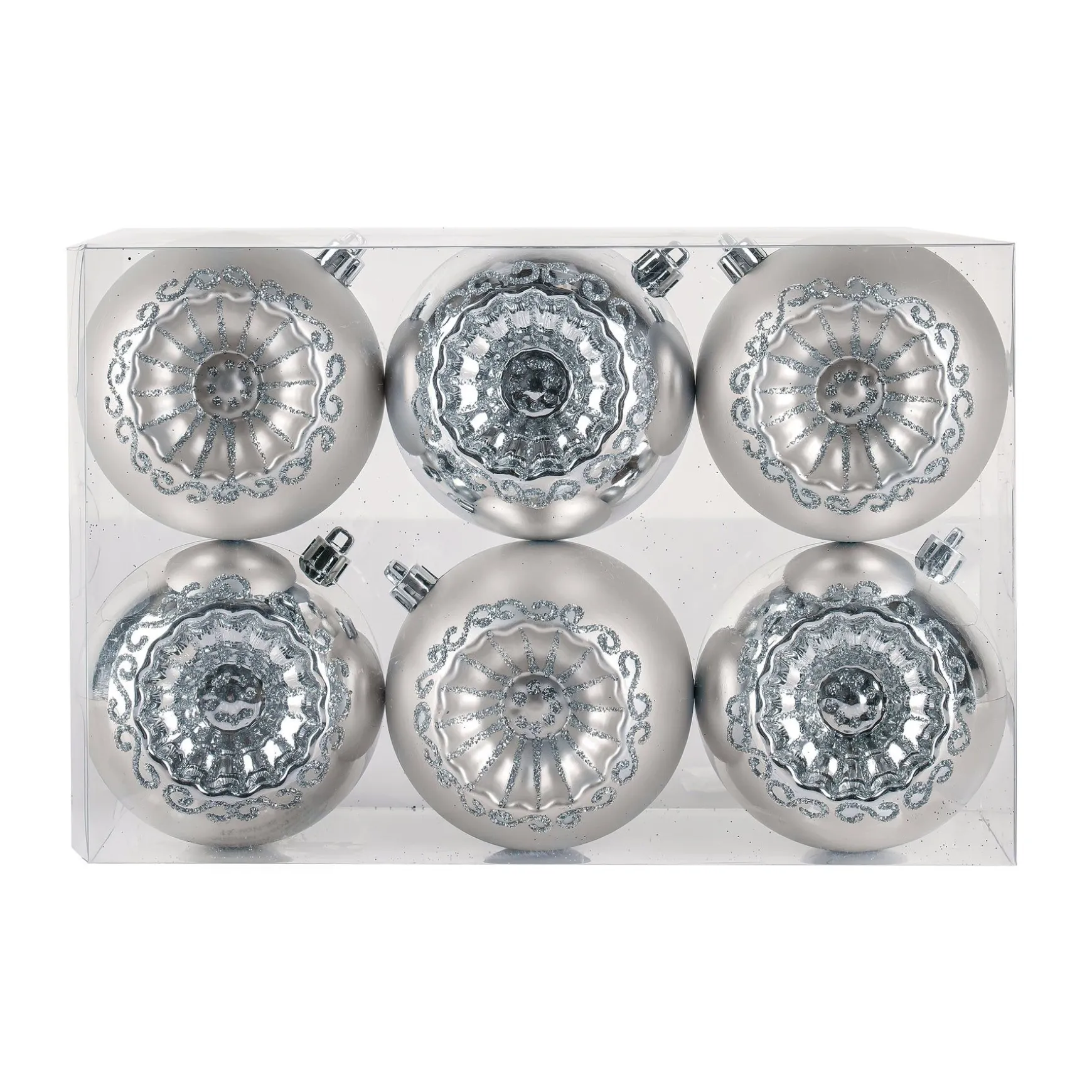 Fashion National Tree Company First Traditions 6 Piece Shatterproof Glittering Silver Ornaments