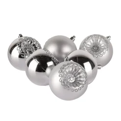 Fashion National Tree Company First Traditions 6 Piece Shatterproof Glittering Silver Ornaments