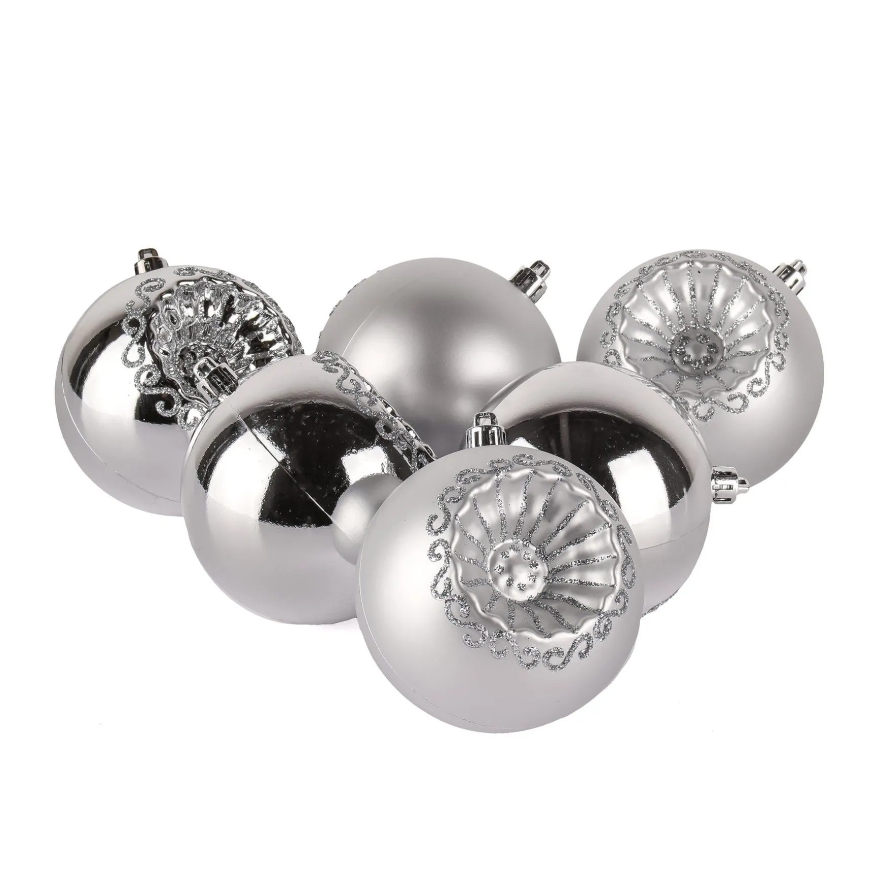 Fashion National Tree Company First Traditions 6 Piece Shatterproof Glittering Silver Ornaments