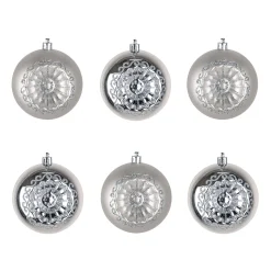 Fashion National Tree Company First Traditions 6 Piece Shatterproof Glittering Silver Ornaments