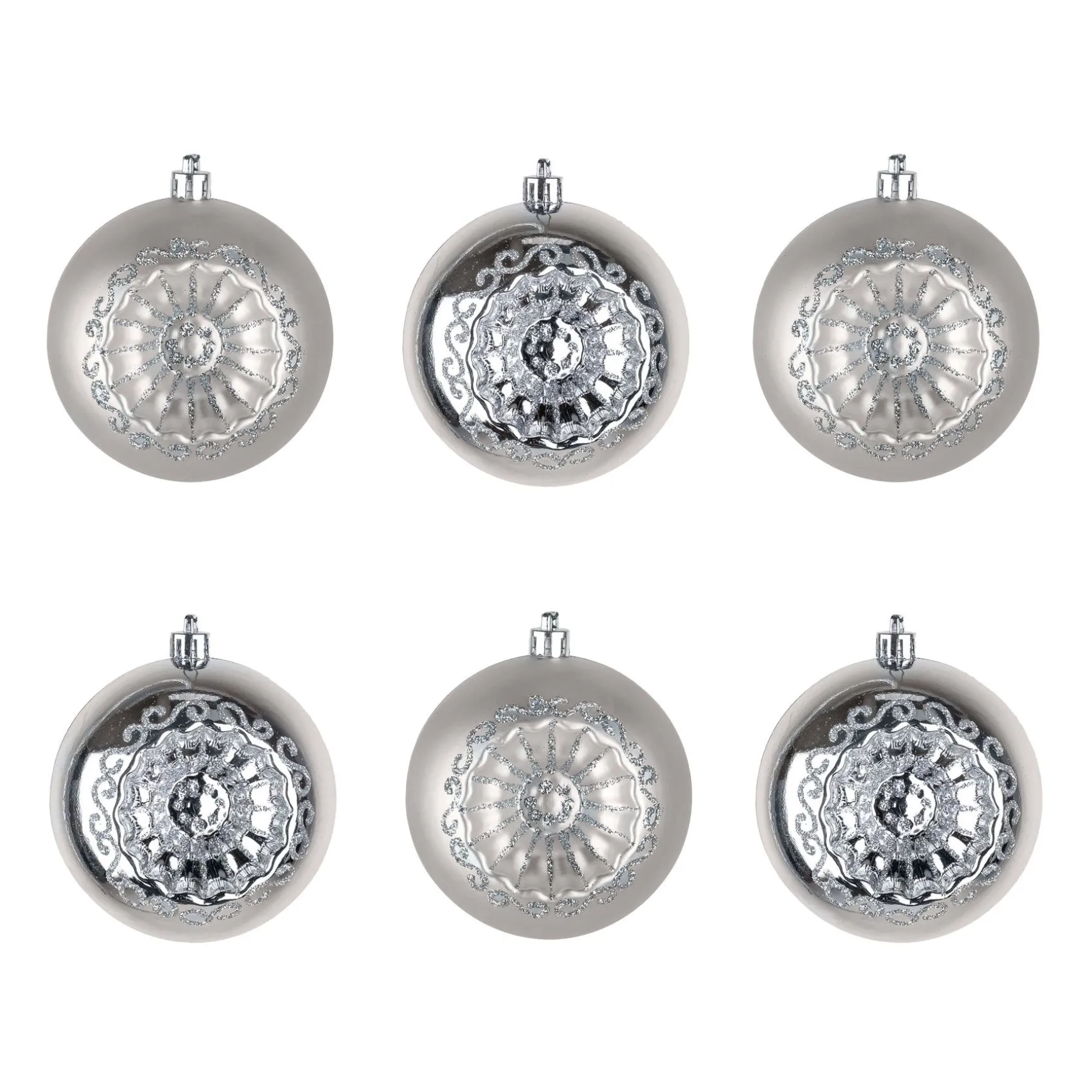 Fashion National Tree Company First Traditions 6 Piece Shatterproof Glittering Silver Ornaments