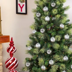 Fashion National Tree Company First Traditions 6 Piece Shatterproof Glittering Silver Ornaments